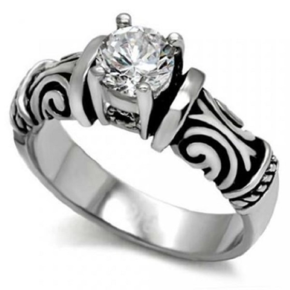 .75ct. Brilliant Round CZ Antiqued Ring
